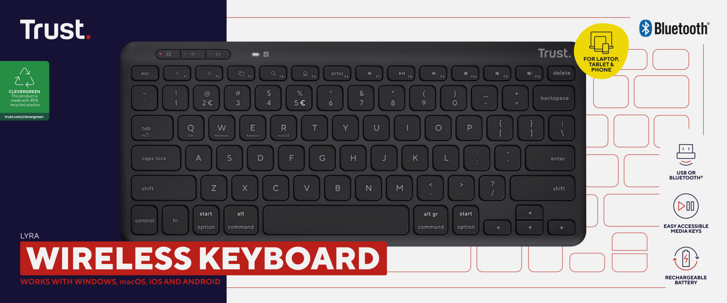 Trust presenta LYRA - nuova tastiera compatta e multitasking