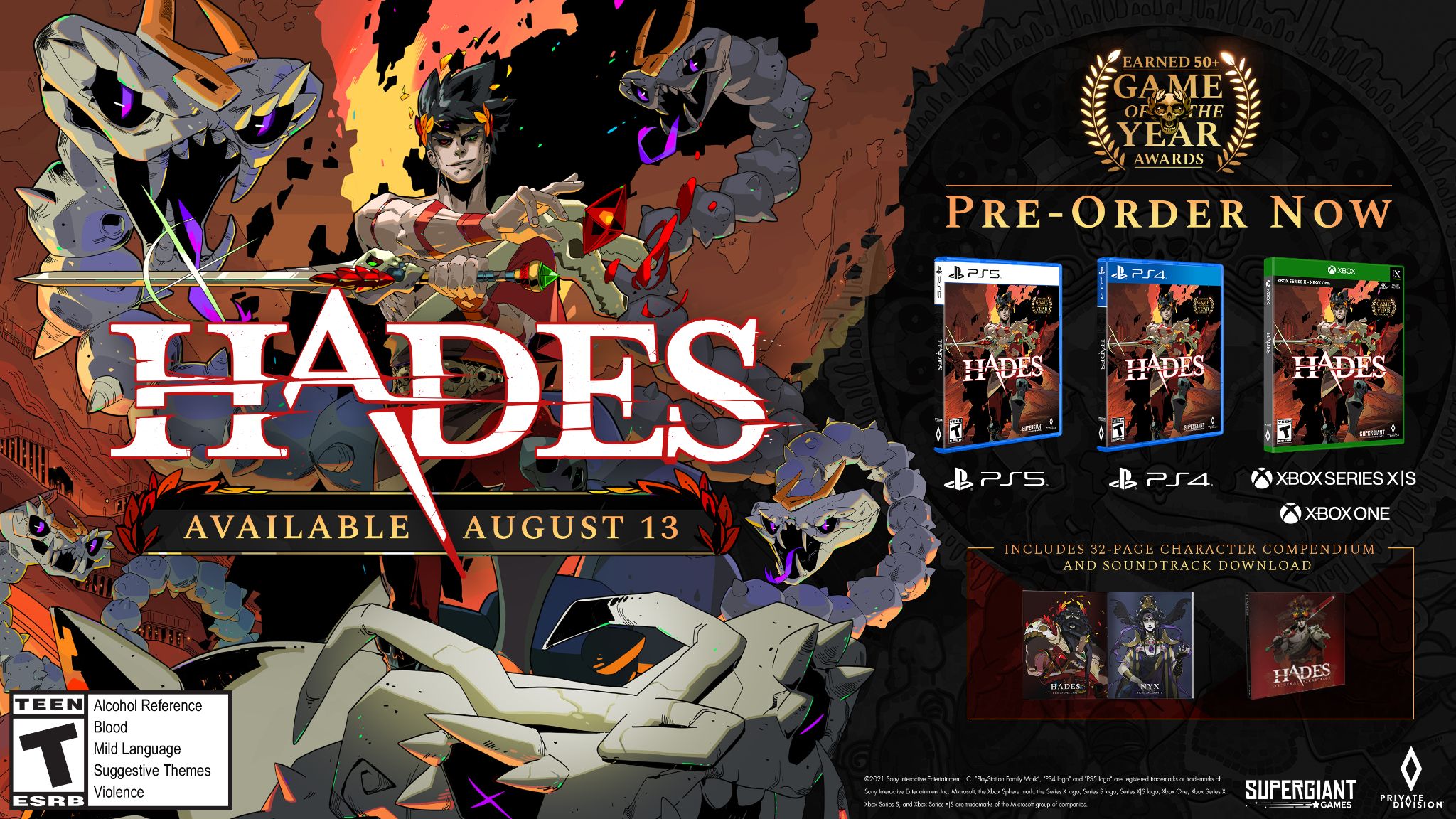 Hades ora disponibile per PlayStation e Xbox