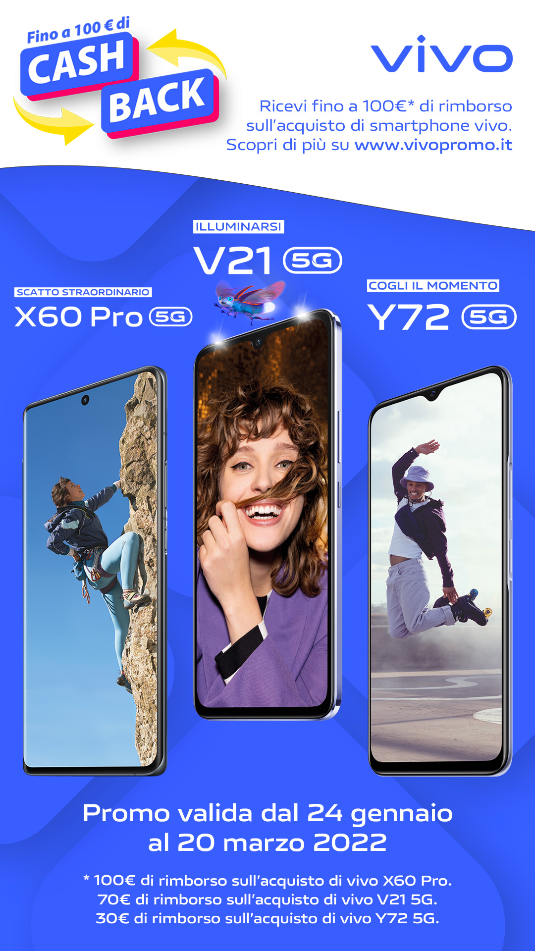 vivo Cashback: fino a 100€ di rimborso sull’acquisto di uno smartphone 