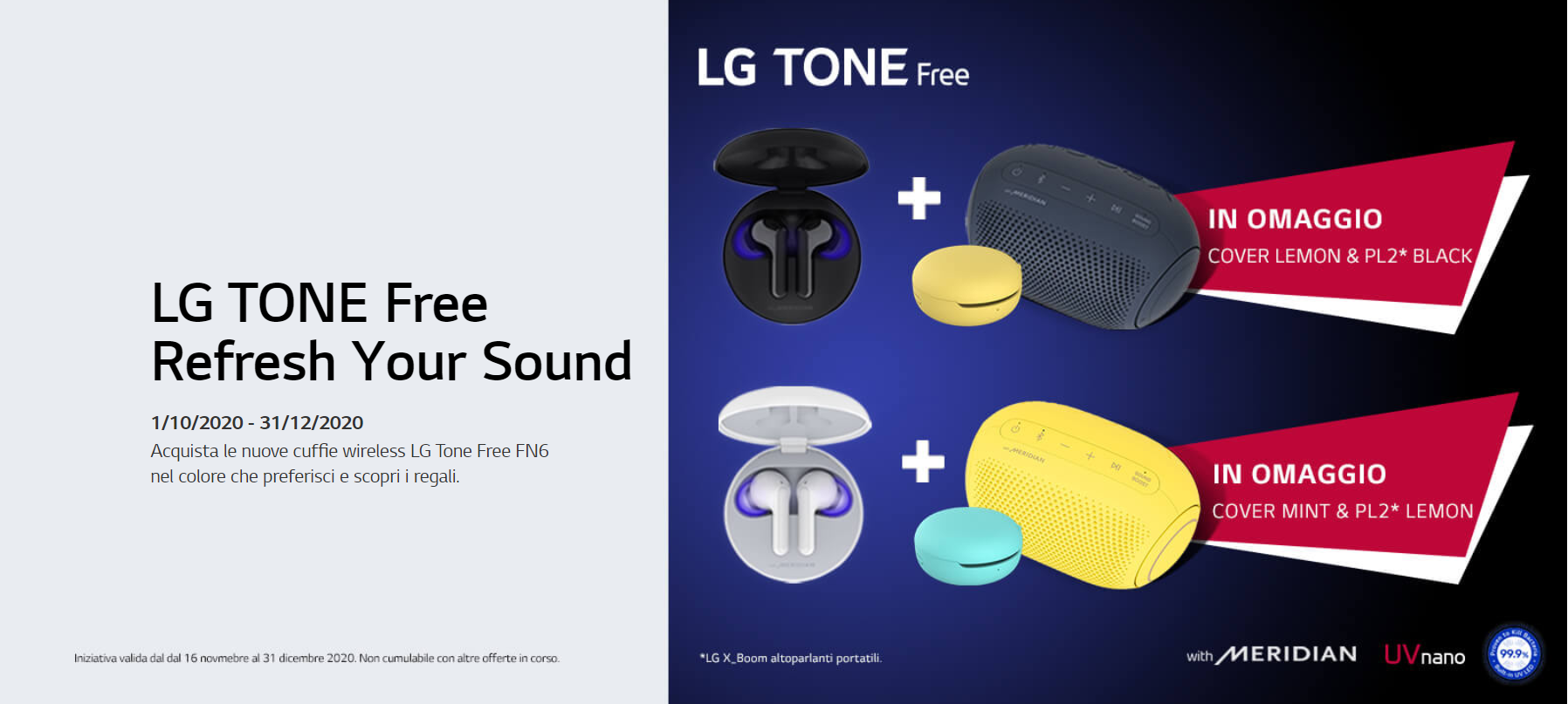 LE CUFFIE LG TONE FREE FN6 TI REGALANO UNO SPEAKER PORTATILE