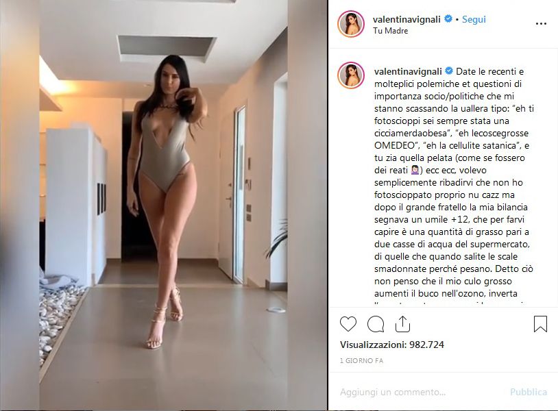 Il cu** grosso non aumenta il buco nell’ozono! Valentina Vignali e il video contro gli haters