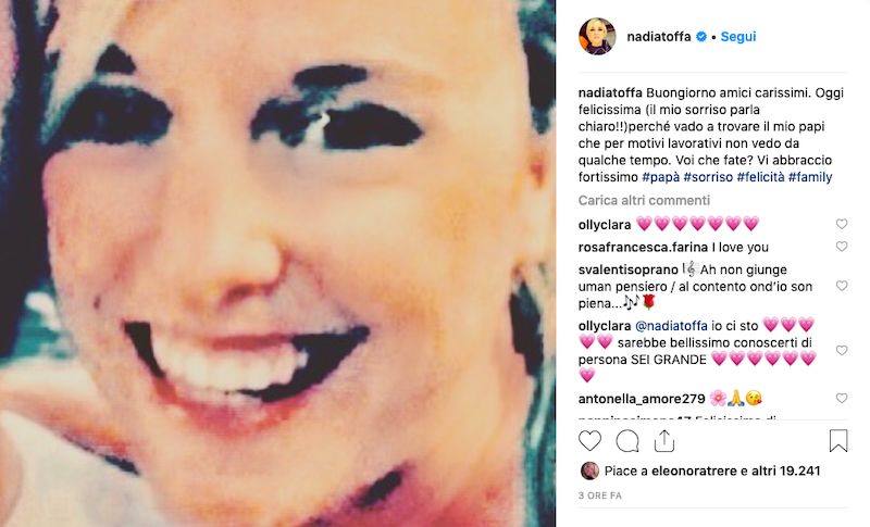 Vado a trovare il mio papi! Nadia Toffa è felicissima