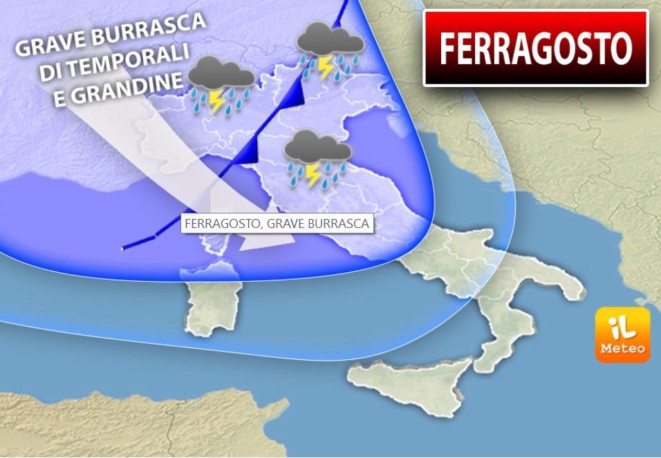 Freddo, pioggia, grandine e fenomeni estremi! Meteo Ferragosto col maltempo
