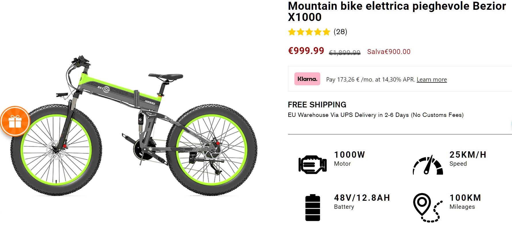 bezior x1000 Bezior X1000: La mountain bike elettrica pieghevole è in offerta