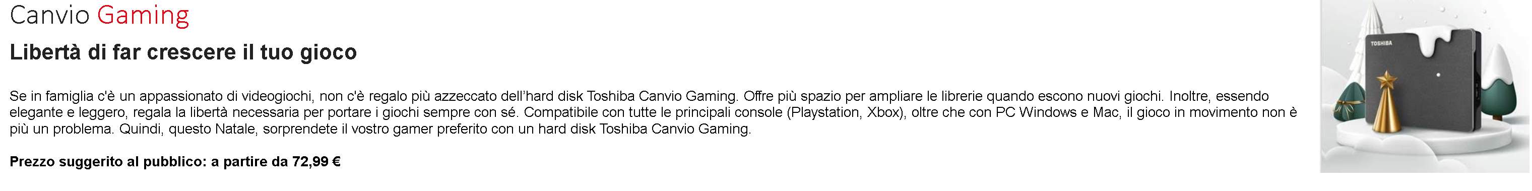 Toshiba Hard Disk: la magia del Natale custodita per sempre