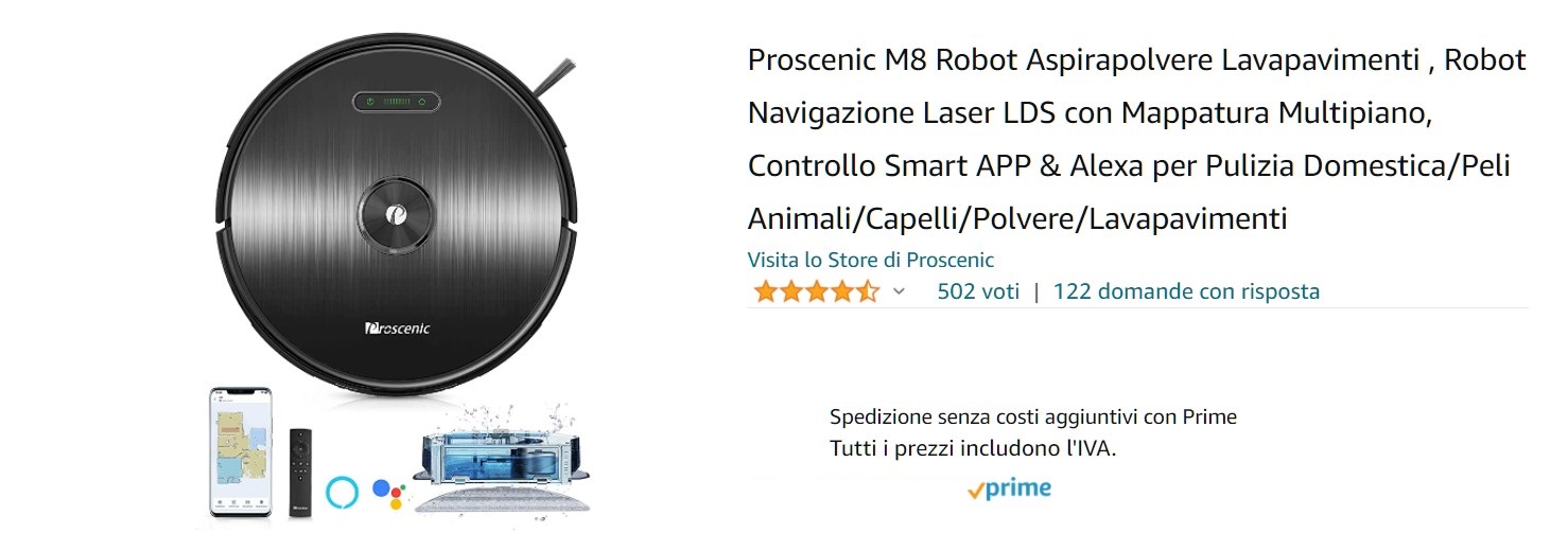 proscenic robot Proscenic M8 Robot aspirapolvere : Il miglior prezzo per pulire e lavare casa