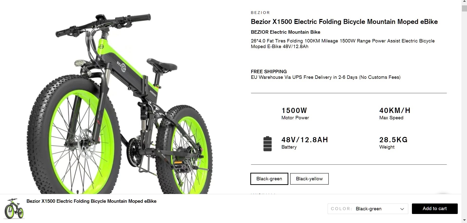 bici elettrica Bici Elettrica Bezior X1500 : Fatbike bella e potente - codice sconto