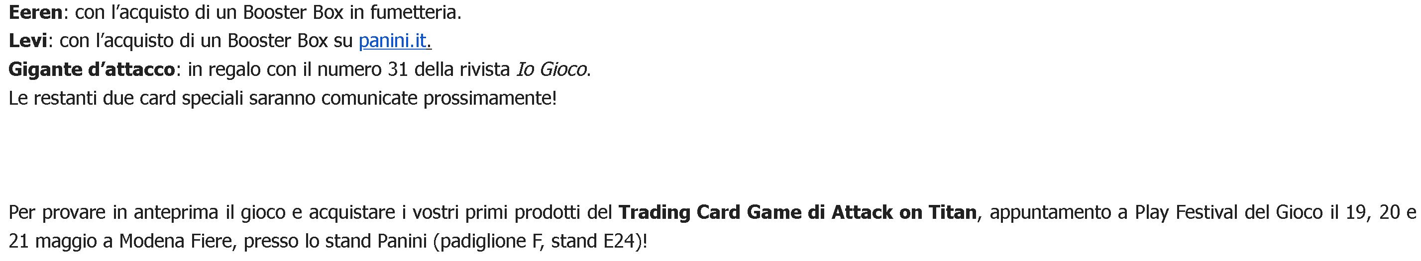 PANINI - TRADING CARD GAME UFFICIALE DI ATTACK ON TITAN