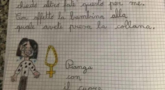 La piccola Gaia scrive ai ladri : Vi prego ridatemi la catenina del mio papà