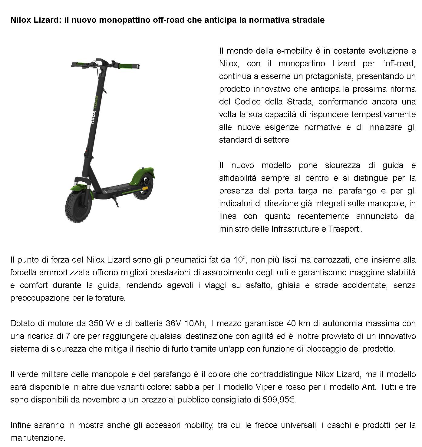 eicma 2023 EICMA 2023 - Nilox e il nuovo monopattino elettrico off-road