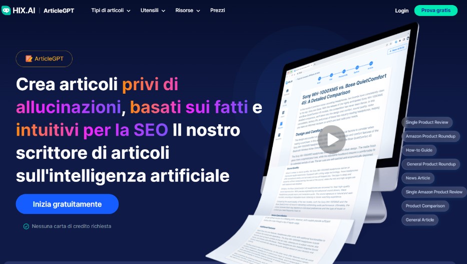 potente copilota HIX.AI: Un Potente Copilota di Scrittura AI All-in-one