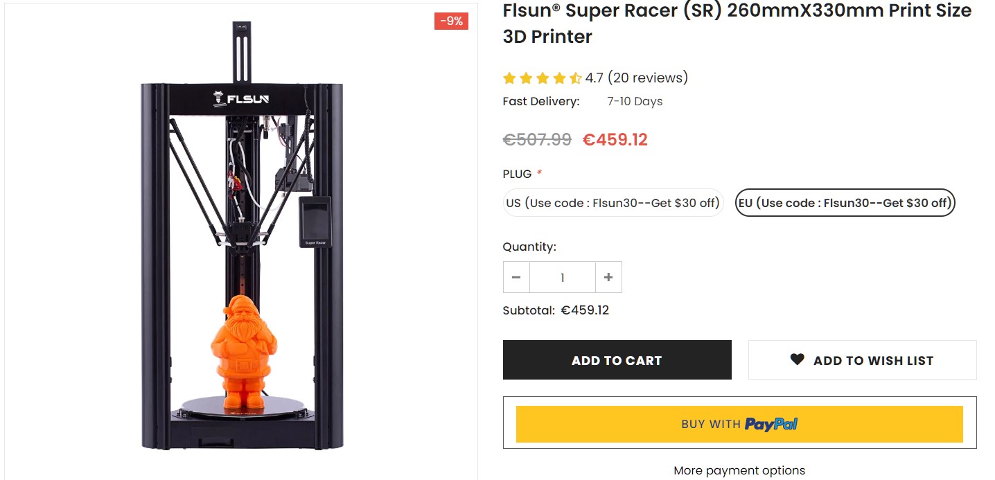 stampante flsun Stampante 3D FLSUN Super Racer (SR)