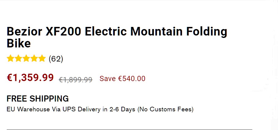 bezior xf200 Bezior XF200 : Offerta Bicicletta elettrica