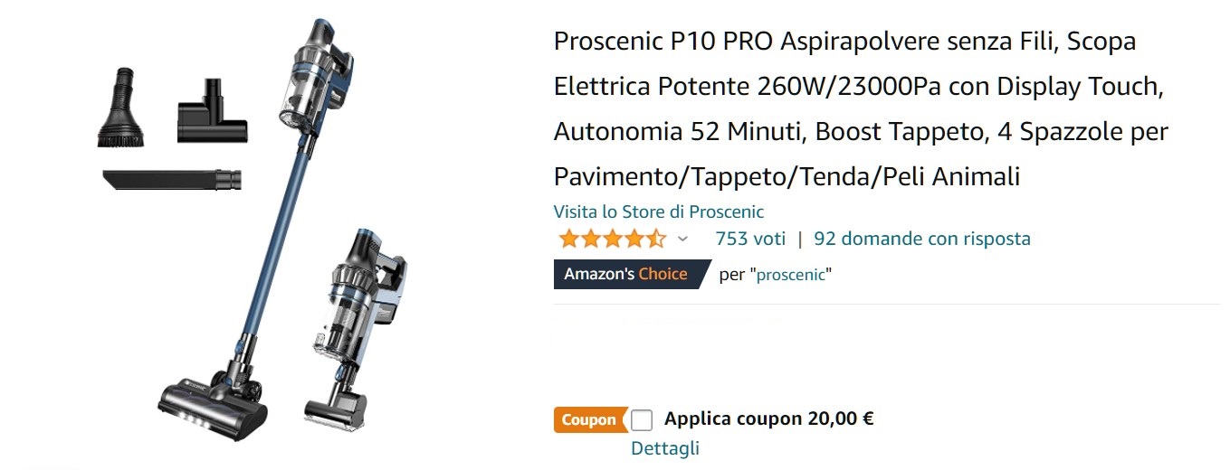 proscenic aspirapolvere Proscenic P10 Pro : aspirapolvere senza fili potente ed efficiente