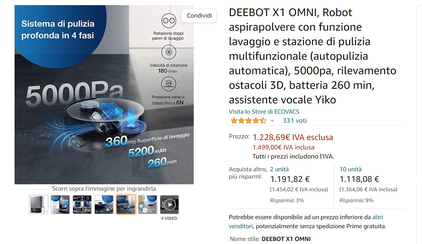 ecovacs deebot ECOVACS DEEBOT X1 OMNI : Il Robot Completo che Aspira e Lava i pavimenti con Sistema di Videosorveglianza Integrato