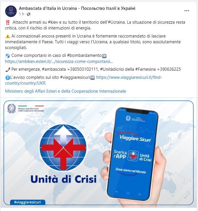 attacchi armati Attacchi armati in Ucraina : Situazione di sicurezza critica e rischio di interruzioni di energia