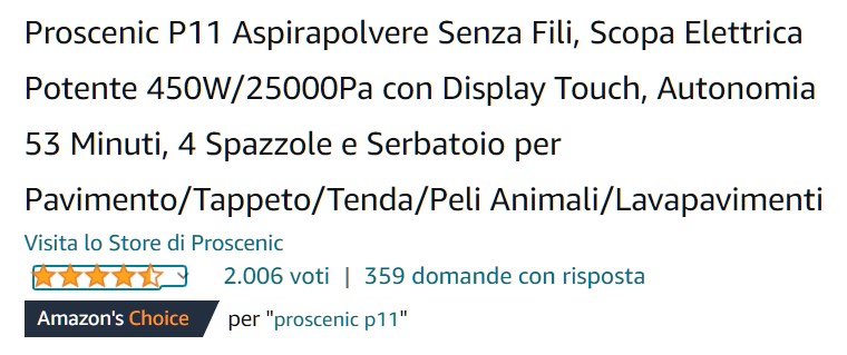 proscenic aspirapolvere Proscenic P11 : L