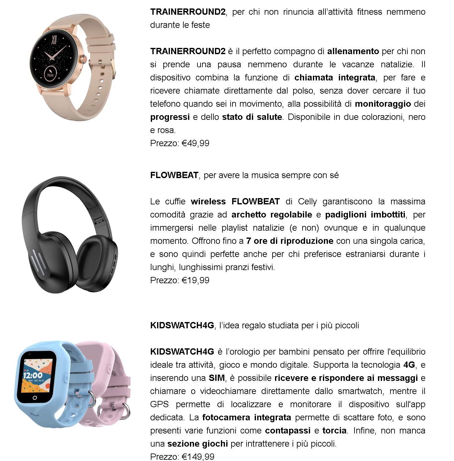 Corsa ai regali di Natale - le proposte tech di Celly