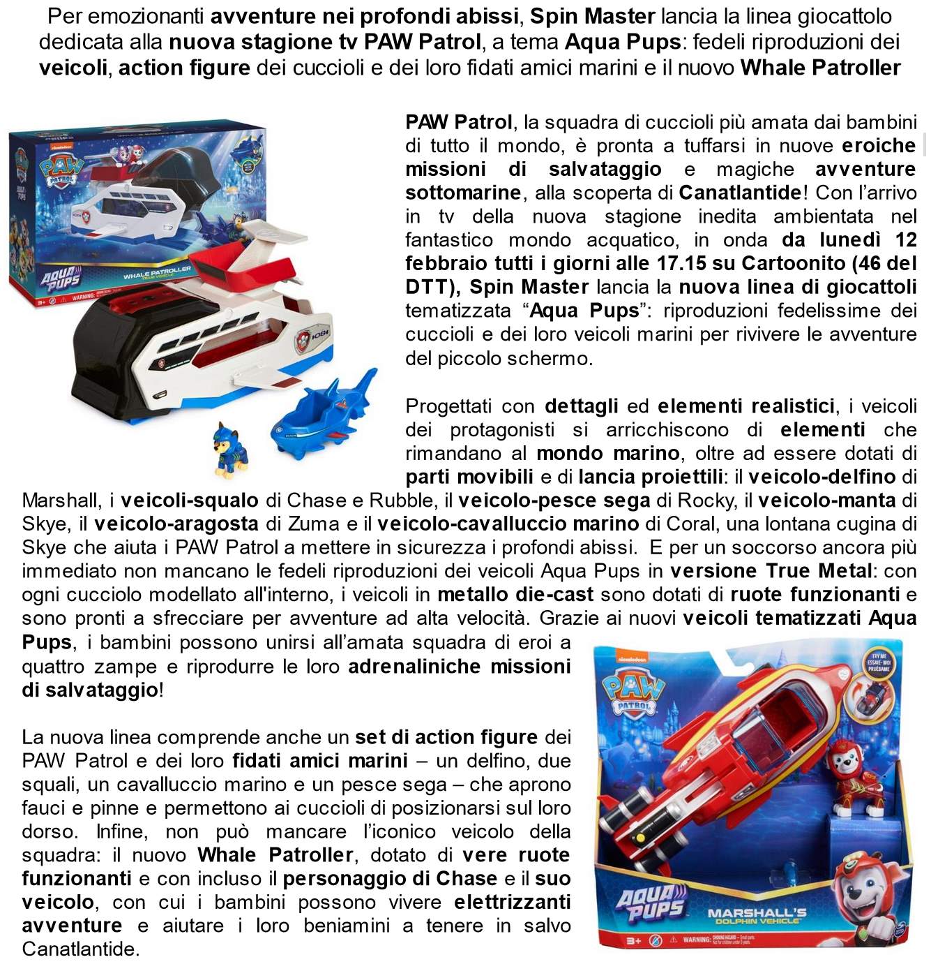 PAW Patrol: in arrivo i veicoli e i personaggi Aqua Pups