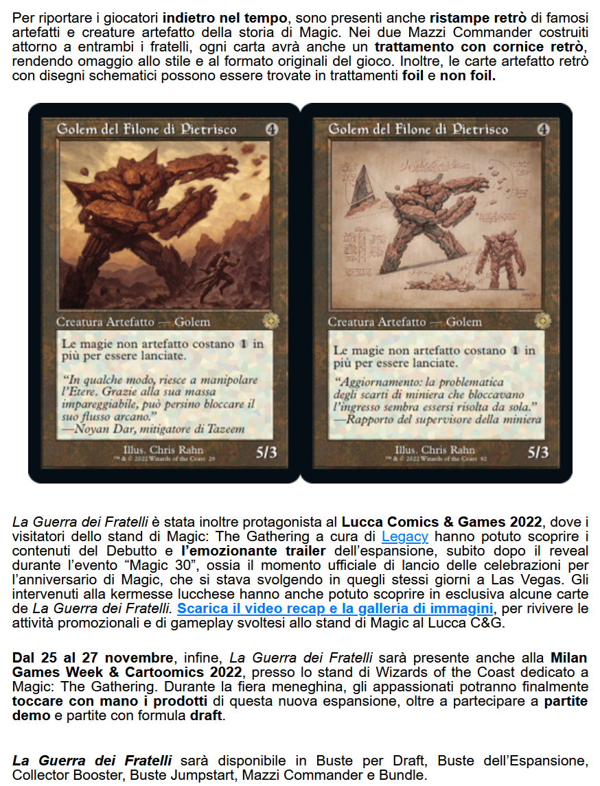 magic gathering Magic: The Gathering - La Guerra dei Fratelli