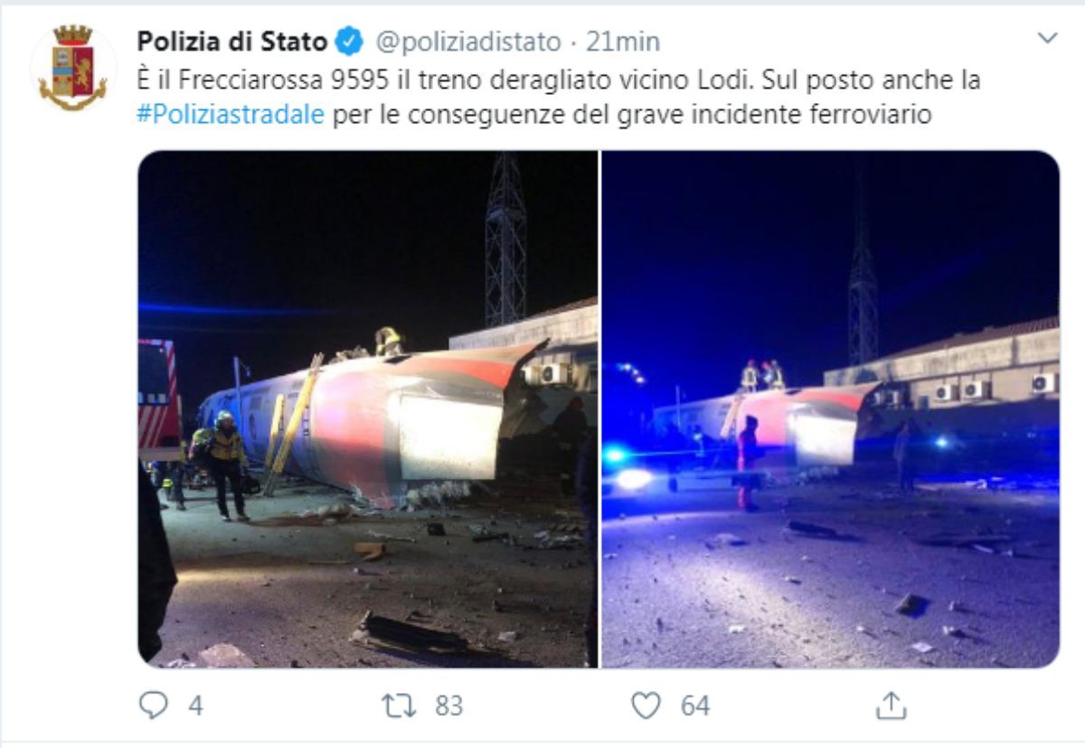 Incidente Frecciarossa Milano-Salerno, Deragliamento Treno a Lodi Incidente Frecciarossa Milano-Salerno, Deragliamento Treno a Lodi