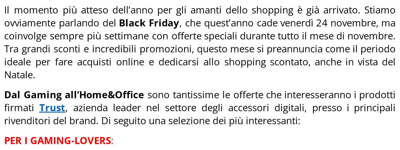 Il Black Friday è già qui! I migliori prodotti di Trust 