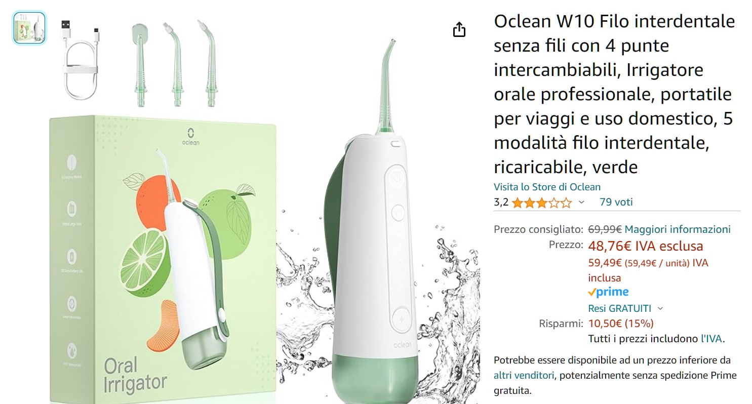 Oclean W10 Filo interdentale senza fili : l