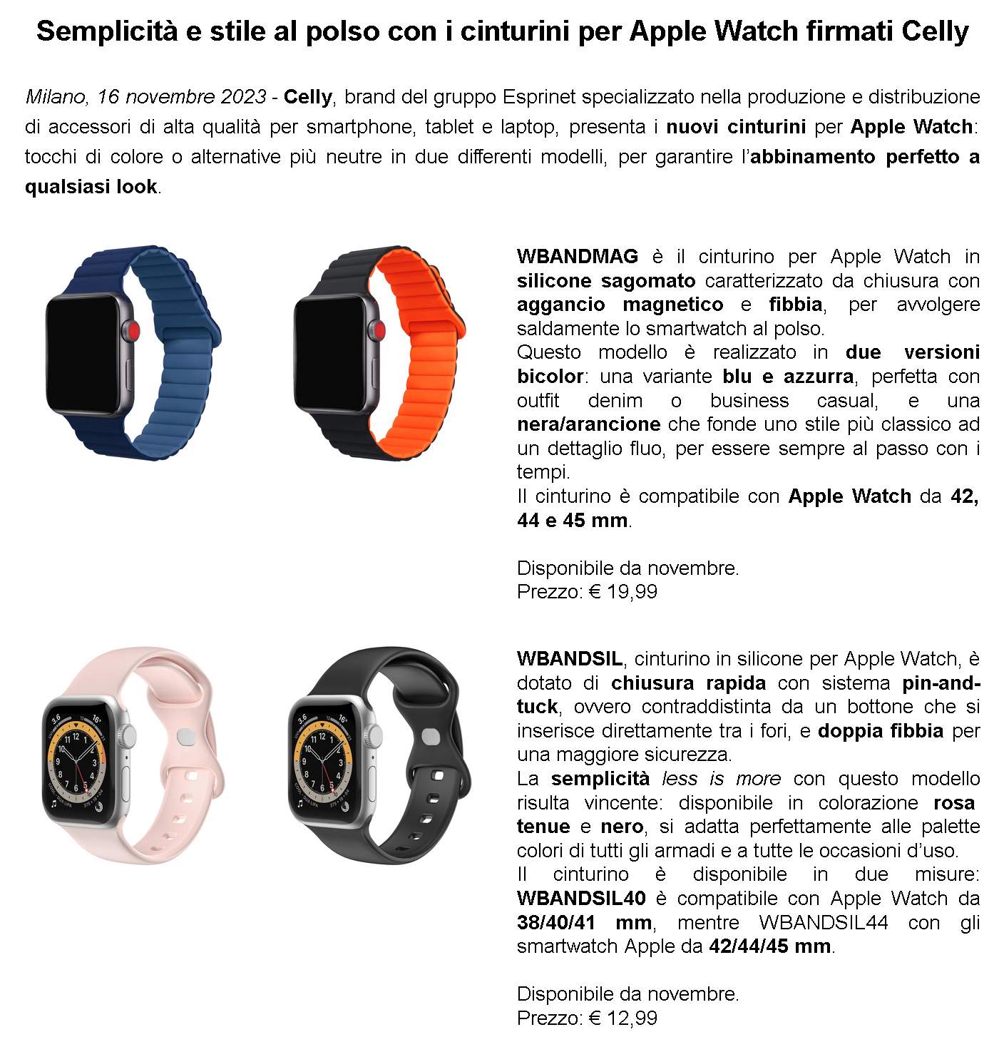 Semplicità e stile con i cinturini Apple Watch firmati Celly