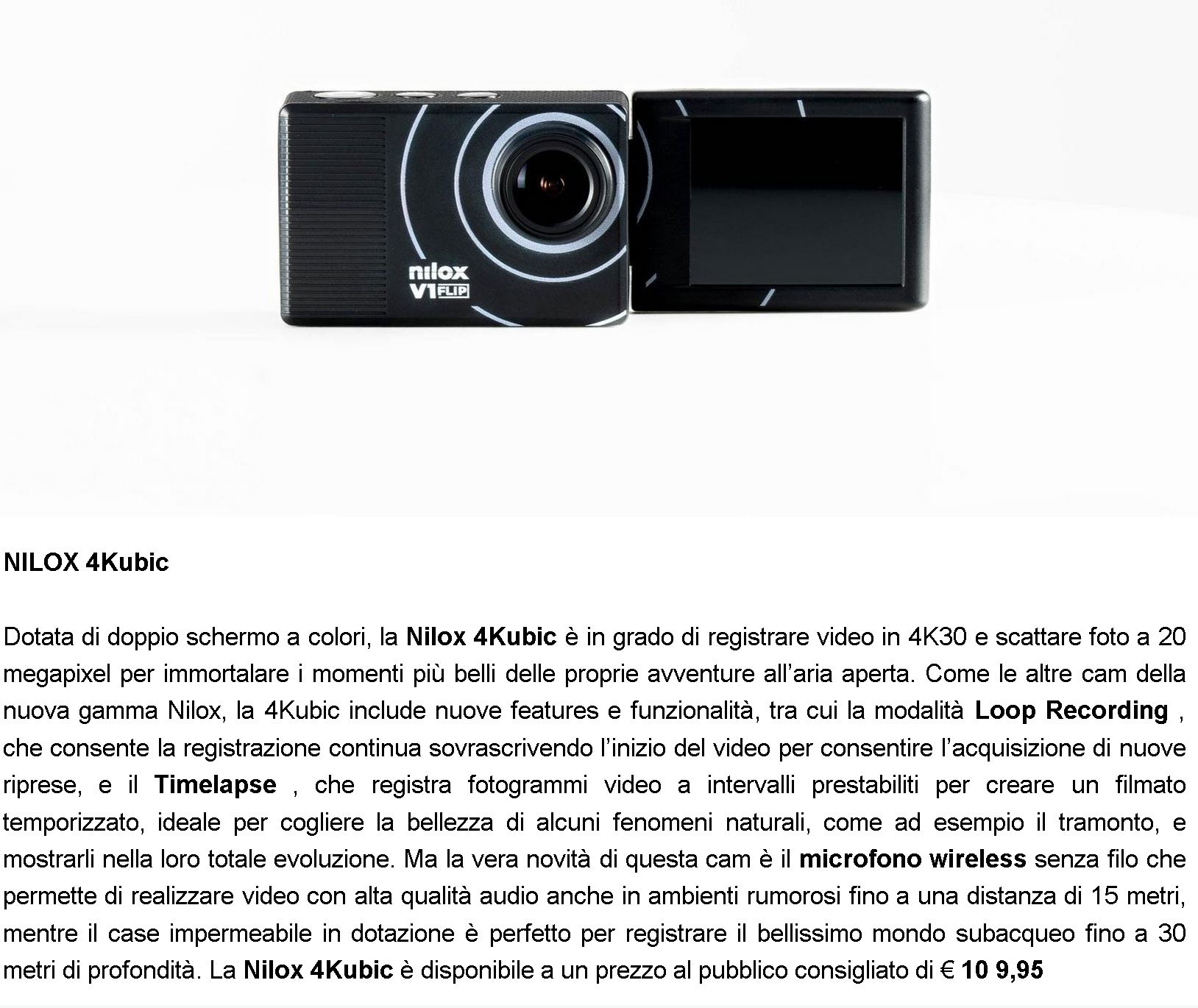 Nilox lancia una nuova linea di action cam